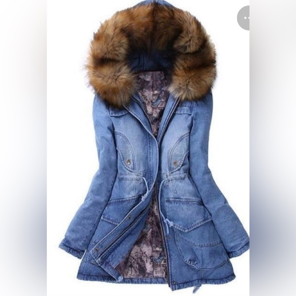 Long style Denim jacket with hoodie